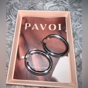 Thick silver hoop earrings